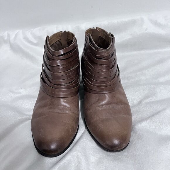 Clark Artisan Ankle Booties Size 8 M Brown Strappy Western Comfort Boot Block - Picture 7 of 7